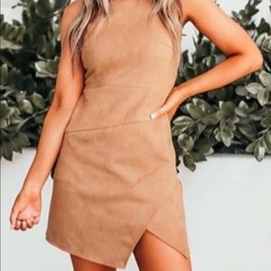 Faux Suede Cross Back Dress